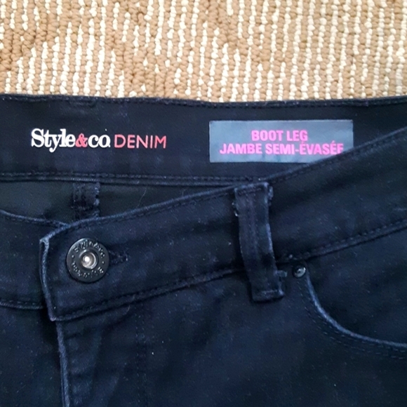 Style and co black bootcut denim zip jeans womens size 12P - Picture 6 of 7